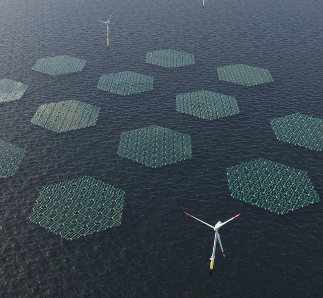 A large offshore solar plant - impression by SolarDuck